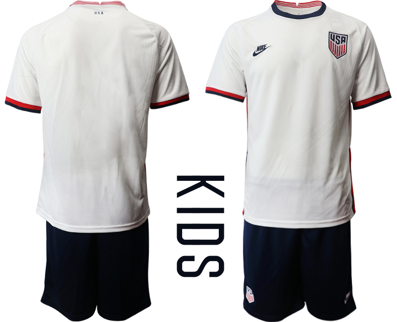 Youth 2020-2021 Season National team United States home white Soccer Jersey->customized soccer jersey->Custom Jersey
